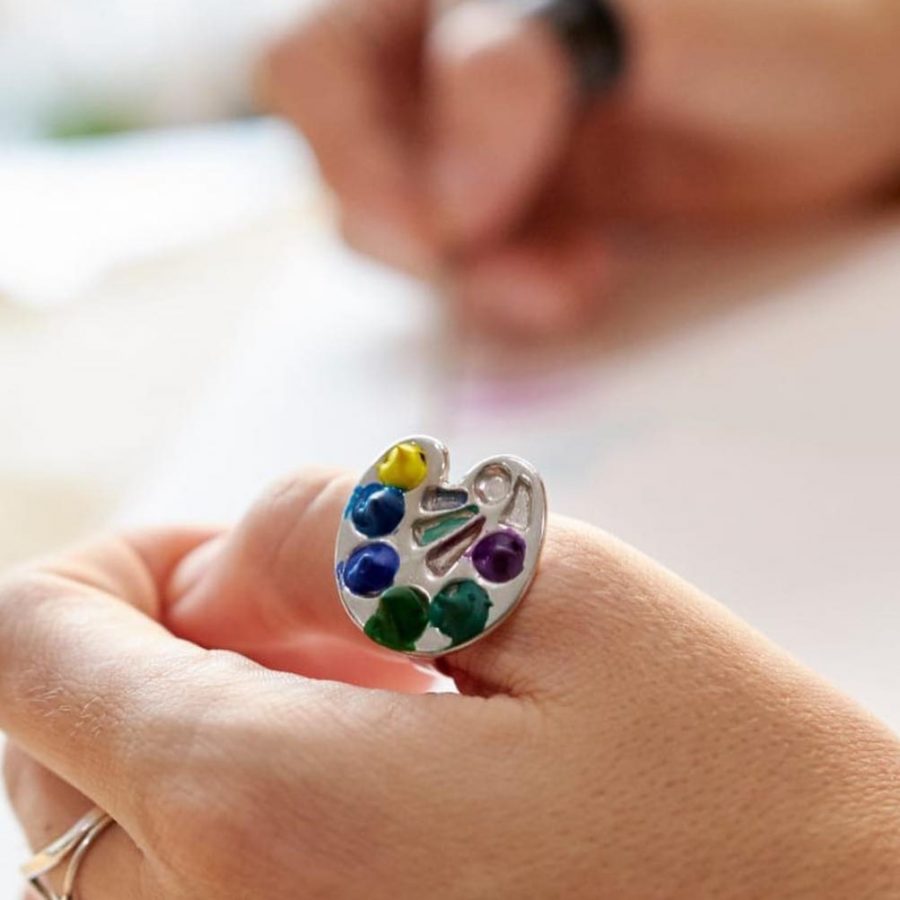 Anillo paleta pintor plata de ley