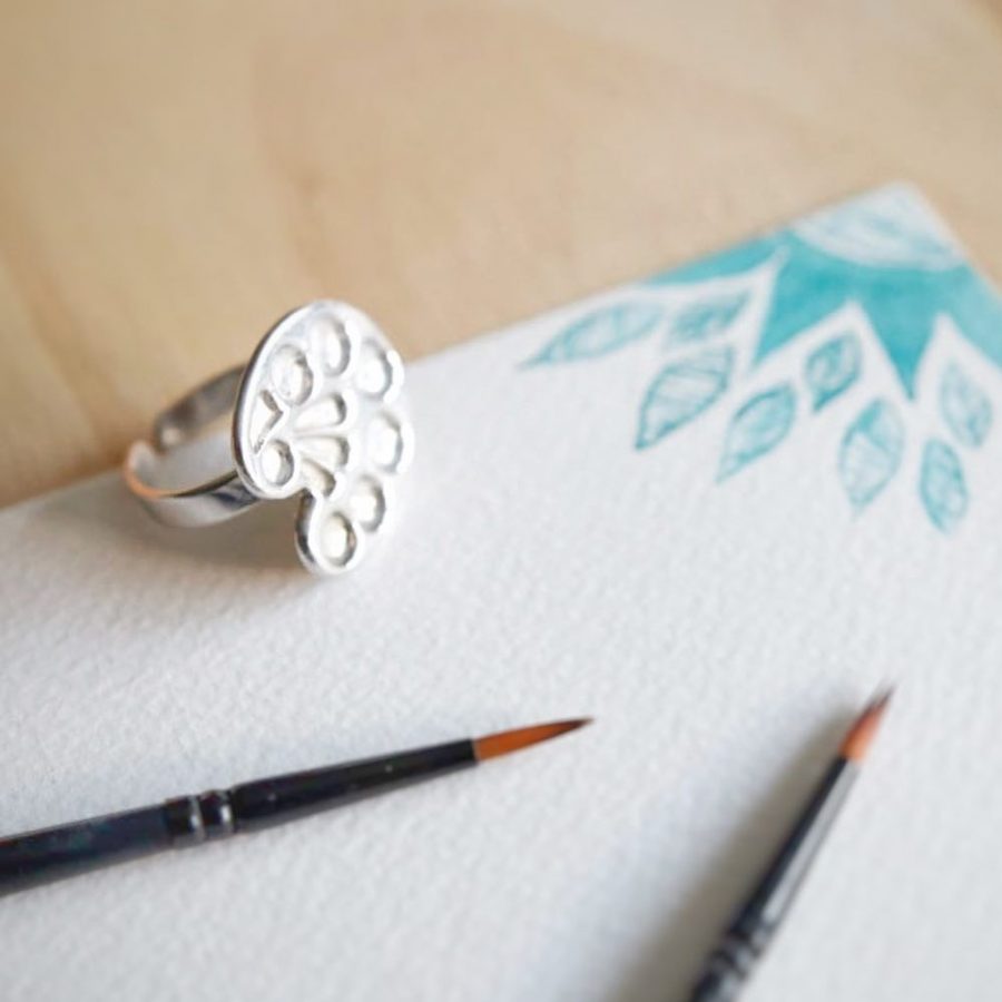 Anillo paleta pintor plata de ley