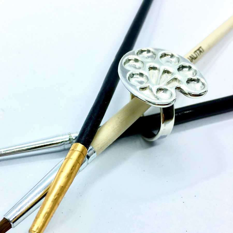 Anillo paleta pintor plata de ley