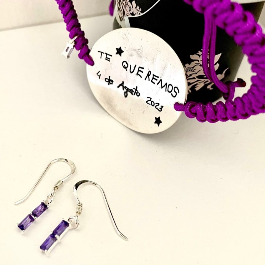 PULSERA MACRAMÉ CON CHAPA GRABADA CON FOTO Y DEDICATORIA
