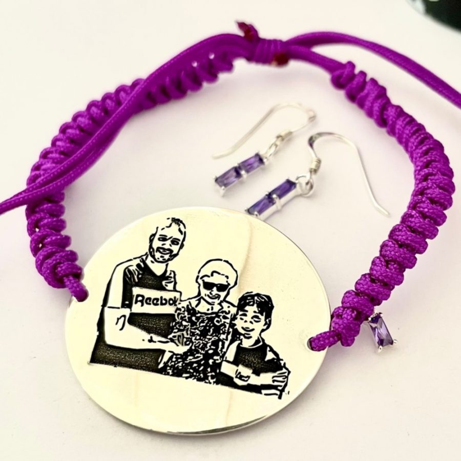 PULSERA MACRAMÉ CON CHAPA GRABADA CON FOTO Y DEDICATORIA