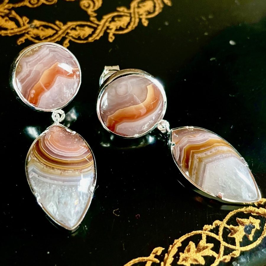 PENDIENTES CON ÁGATAS AGUA NUEVA