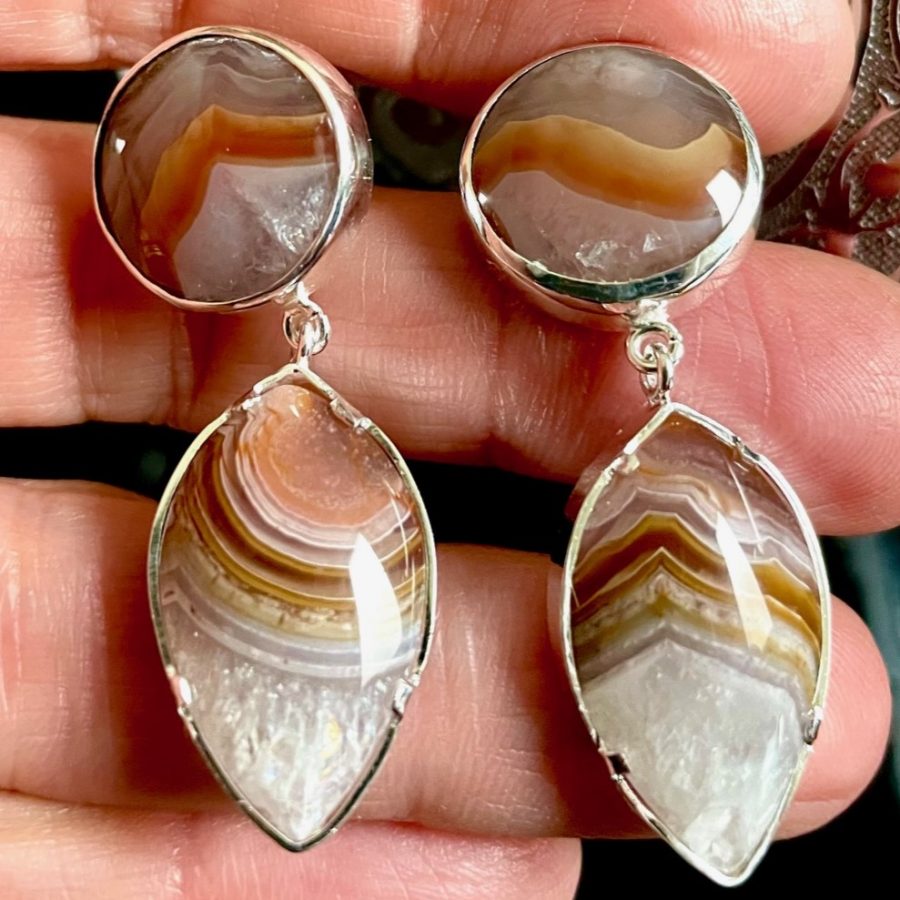 PENDIENTES CON ÁGATAS AGUA NUEVA