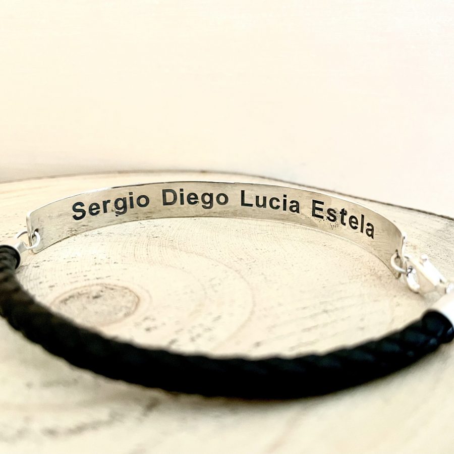 PULSERA PERSONALIZADA PLATA Y CUERO