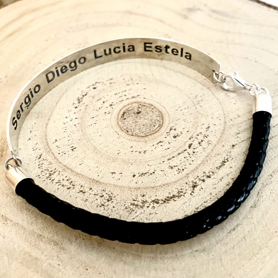 PULSERA PERSONALIZADA PLATA Y CUERO