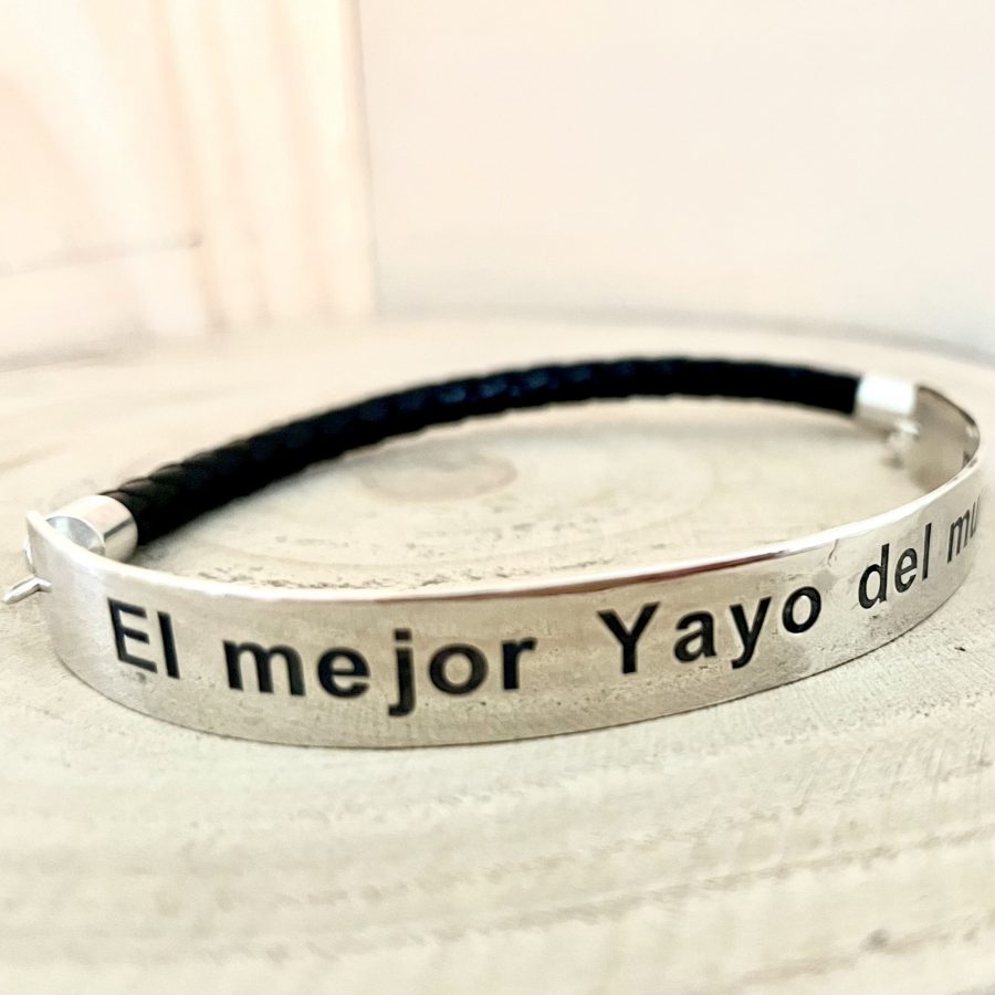 PULSERA PERSONALIZADA PLATA Y CUERO