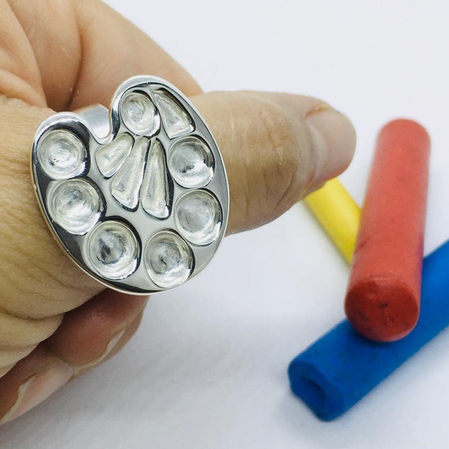 Anillo paleta pintor plata de ley
