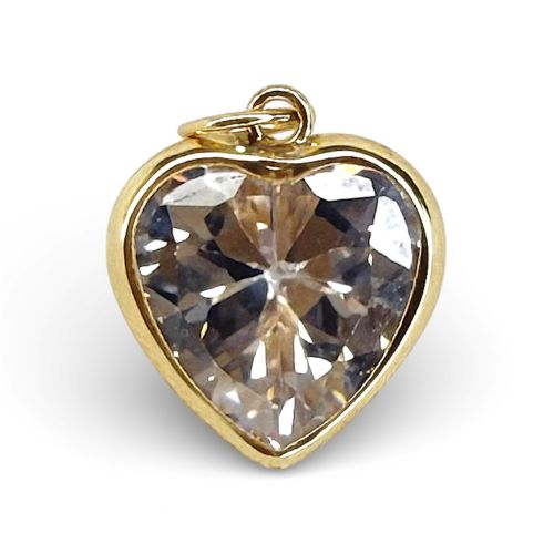 Colgante oro 9k con circonita talla corazón 10mm