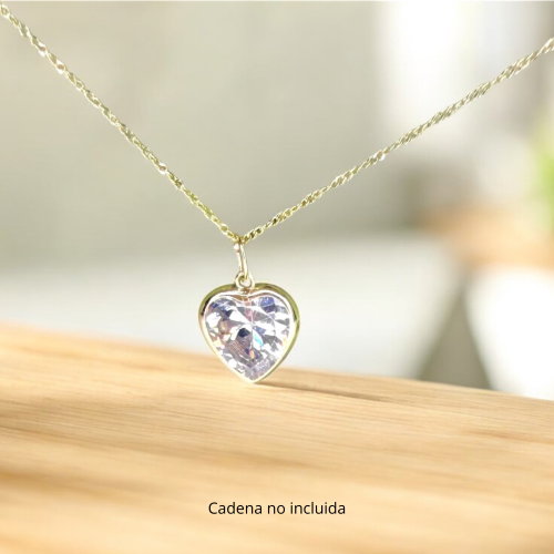 Colgante oro 9k con circonita talla corazón 10mm