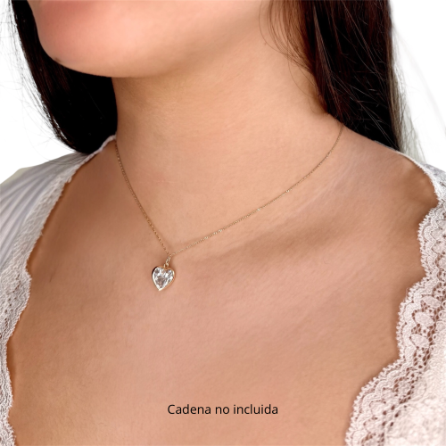 Colgante oro 9k con circonita talla corazón 10mm