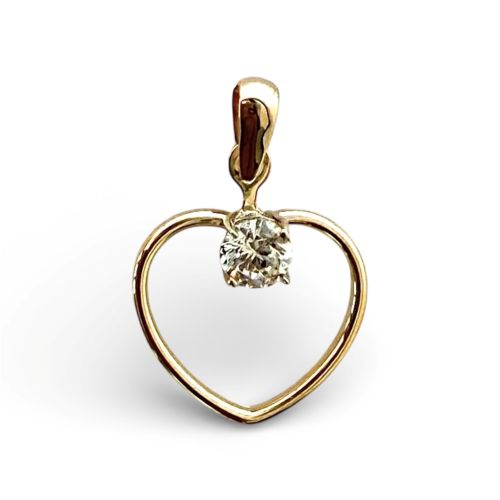 Colgante oro 9k corazón 14mm con circonita