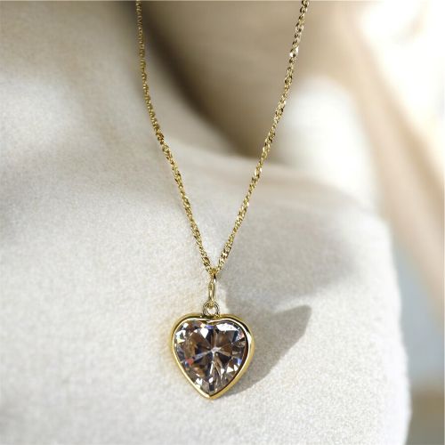 Collar oro 9k con colgante corazón 10mm