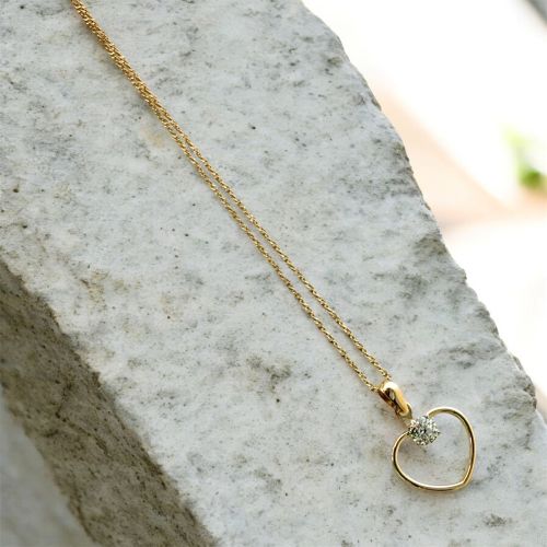 Collar oro 9k con colgante corazón 14mm